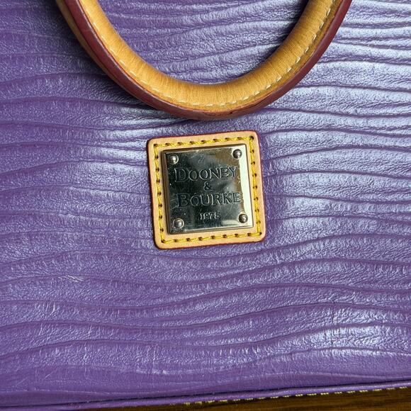 Dooney & Bourke Florentine Vacchetta Purple Leather Top Handle Satchel Tote - Picture 13 of 14